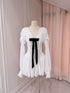 Spring Aesthetic Ribbons Details Flowy Sleeves Mini Dresses
